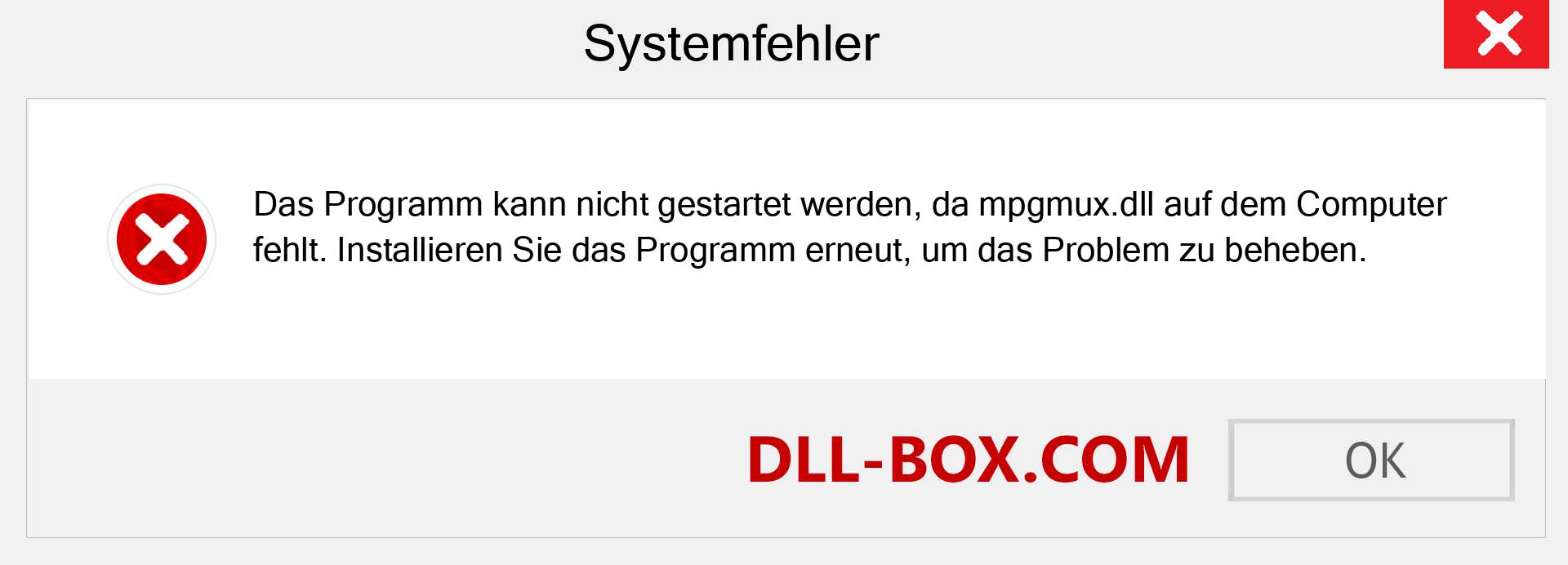 mpgmux.dll-Datei fehlt?. Download für Windows 7, 8, 10 - Fix mpgmux dll Missing Error unter Windows, Fotos, Bildern